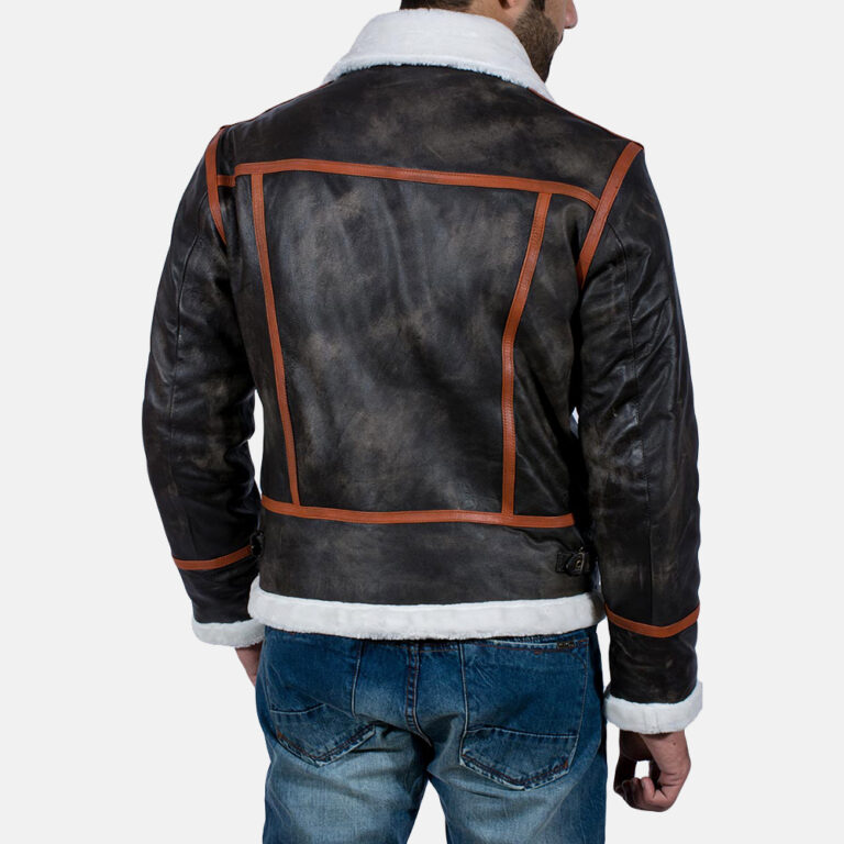 Mens Alpine Brown Fur Leather Jacket 4-1491386291218